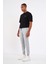 Erkek Gri Slim Fit Jogger Cep Nakış Fermuar Detaylı Eşofman Altı 6