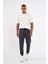 Erkek Antrasit Slim Fit Jogger Cep Nakış Fermuar Detaylı Eşofman Altı 1