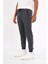 Erkek Antrasit Slim Fit Jogger Cep Nakış Fermuar Detaylı Eşofman Altı 3