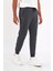 Erkek Antrasit Slim Fit Jogger Cep Nakış Fermuar Detaylı Eşofman Altı 4