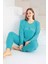 Kadın Yuvarlak Yaka Geniş Battal Beden Viskon Cepli Büyük Beden Mevsimlik Pijama Takımı 4