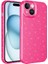 Apple iPhone 15 Kılıf Koton Simli Silikon Arka Kapak Kamera Korumalı Pembe Koyu 1