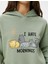 Kedili Crop Kapşonlu Sweatshirt Uzun Kollu Rahat Kalıp 5