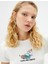 Kedi Baskılı Crop Tişört Kısa Kollu Slim Fit Ribanalı Pamuklu 1