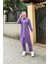 Fermuarlı Uzun Sade Basic Kap Eşofman Spor Takımı - 3044 - Koyu Lila 2