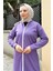 Fermuarlı Uzun Sade Basic Kap Eşofman Spor Takımı - 3044 - Koyu Lila 4