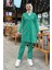 Düğmeli V Yakalı Sade Basic Eşofman Spor Ikili Takım - 3051 - Benetton Yeşil 4