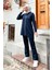 Fermuarlı Inci ve Taş Detaylı Ikili Sade Basic Eşofman Spor Takımı - 3038 - Lacivert 4