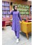 Önden Iki Cepli Sade Basic Uzun Tunik Pantolon Ikili Spor Takımı - 03067 - Koyu Lila 2