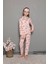 Kız Çocuk Uzun Kulak Tavşan Bunny Desen Pembe Renk Düğmeli Pijama Takımı 1