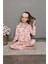 Kız Çocuk Uzun Kulak Tavşan Bunny Desen Pembe Renk Düğmeli Pijama Takımı 2