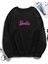 Lobabo Giyim Siyah Barbie Baskılı Bisiklet Yaka Oversize Sweatshirt 1