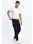 TheSeason Erkek Lacivert Gabardin Slim Fit Paçası Lastikli Kargo Cepli Pamuklu Esnek Pantolon 4