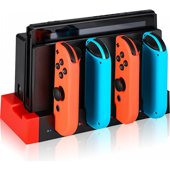 Zljnx Nintendo Switch&switch OLED Model Joy Con Denetleyici Şarj Standı, Tsv Şarj Istasyonu, 4'ü 1 Arada LED USB Şarj Standı (Yurt Dışından)