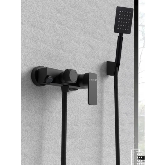 FAWER Faucet & Shower Siyah Banyo Bataryası ve Mafsallı Duş Seti 2'li Set - 251B
