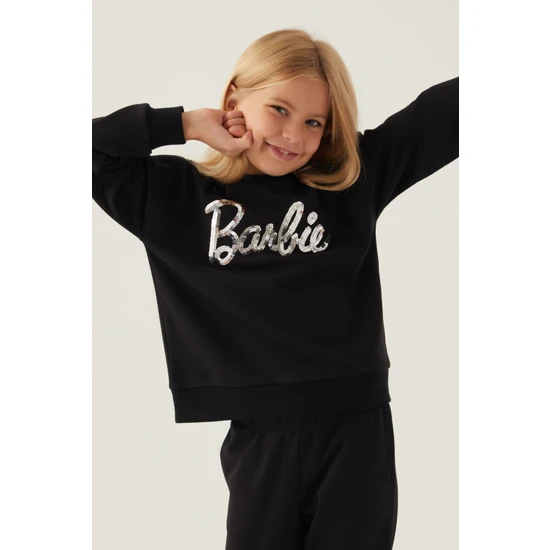 Barbie Kız Çocuk Siyah Sweatshirt