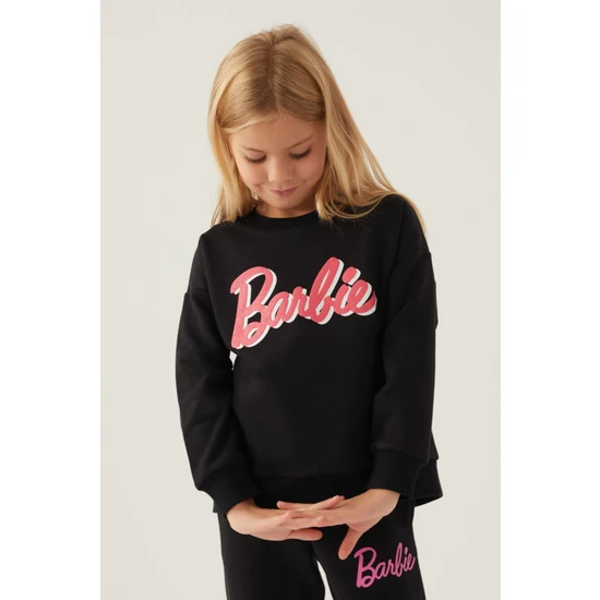 Barbie Kız Çocuk Siyah Sweatshirt