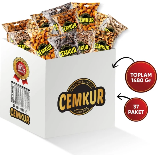 Cemkur Kuruyemiş Süper Karışık Kuruyemiş Paketi - 37 Paket 1480GR