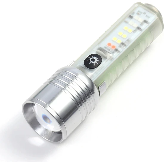 Tarez Onelight USB Şarjlı El Feneri, Yeni Nesil 8 Mod Çakarlı El Feneri Ipx5 Su Geçirmez, Teleskopik Zoom Özellikli