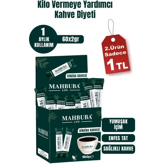 Mahbuba Hindiba Kahvesi Yardımcı Diyet Kahvesi Zayıflama Detox Kahve 120x2gr 2 Aylık Kullanım