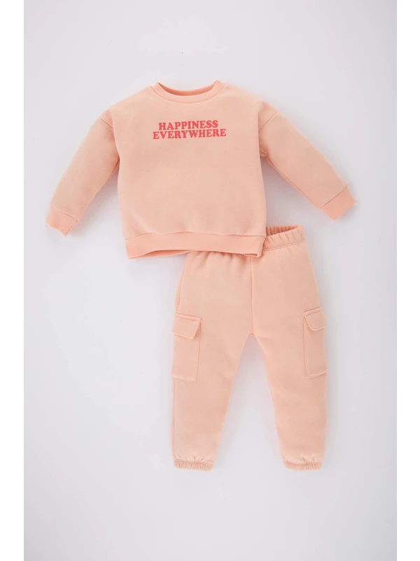 DeFacto Kız Bebek Baskılı Sweatshirt Eşofman Altı 2'li Takım C2511A524SP