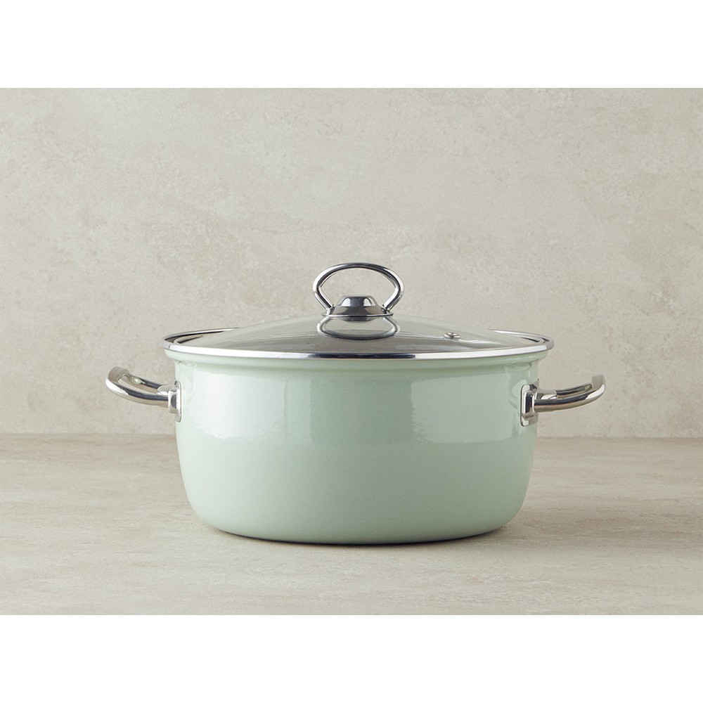 English Home Kızartma Tenceresi 22 Cm Emaye Kaplama Mint Renkli Şık Tasarım