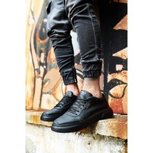 Shoecide Bağcıklı Özel Tasarım Cilt Ortopedik Taban Siyah (Siyah ) Erkek Günlük Sneaker Ayakkabı