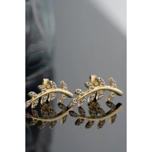 Takıfest 925 Ayar Gold Zeytindalı Gümüş Küpe
