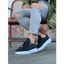 Shoecide Bağcıklı Fermuarlı Rahat Taban Siyah Erkek Sneaker