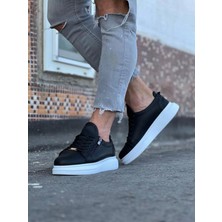 Shoecide Bağcıklı Fermuarlı Rahat Taban Siyah Erkek Sneaker