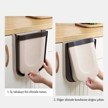 Mutfak Askılı Çöp Kovası Katlanabilir Raylı Çöp Kovası Plastik