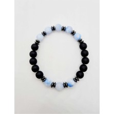 Doğal Taş Dünyası Sertifikalı Akik Hematit Oniks Doğal Taş Bileklik