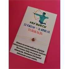 Doğal Taş Dünyası Sertifikalı Yay Burcu Turmalin Doğal Taşlı Ip Burç Bilekliği
