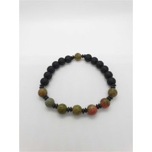 Doğal Taş Dünyası Sertifikalı Unakit Hematit Oniks Doğal Taş Bileklik