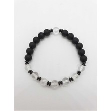 Doğal Taş Dünyası Sertifikalı Kristal Kuvars Hematit Oniks Doğal Taş Bileklik