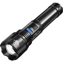 Guangdong Spirit Süper Güçlü LED El Feneri XHP50 Taktik Torch USB Şarj Edilebilir Linterna Su Geçirmez Lamba Ultra Parlak Fener Kamp-Siyah (Yurt Dışından)