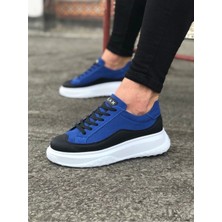 Shoecide Bağcıklı Tırtıklı Rahat Taban Siyah Mavi Erkek Casual Günlük Ayakkabı