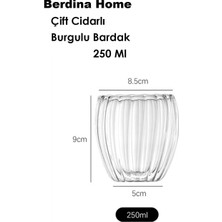 Berdina Home Isıya Dayanıklı Borosilikat Çift Çidarlı Burgulu Bardak Kahve ve Sunum