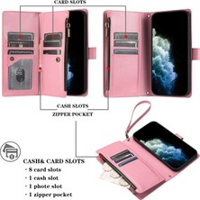 Yihang Boutique iPhone Xr ile Uyumlu Rfıd Engelleme Kredi Kartı Tutacağı Deri Fermuarlı Cüzdan Bilek Kayışı Kickstand Koruyucu Telefon Kılıfı (Yurt Dışından)