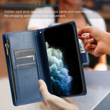 Yihang Boutique Xiaomi Redmi Note 8 Pro ile Uyumlu Rfıd Engelleme Kredi Kartı Tutacağı Deri Fermuarlı Cüzdan Bilek Kayışı Kickstand Koruyucu Telefon Kılıfı (Yurt Dışından)