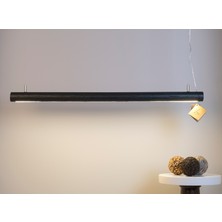 Line Minimal Silindir Modern Ahşap Aydınlatma - Minimal LED Sarkıt Avize