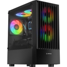 Rampage Lyra Mesh Temperli Camlı Siyah 3* 12CM Rgb Fan M-Atx Mini-T Gaming Oyuncu Kasası