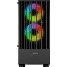 Rampage Lyra Mesh Temperli Camlı Siyah 3* 12CM Rgb Fan M-Atx Mini-T Gaming Oyuncu Kasası