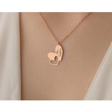 Gökdeniz 925 Iç Içe Kalp Model Kişiye Özel Isimli Hediyelik Kadın Gümüş Kolye