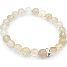 Doğal Taş Dünyası Sertifikalı Gold Rutil Kuvars Doğal Taş Bileklik