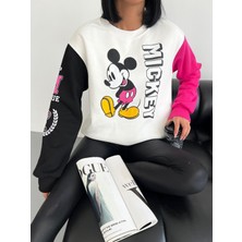 RYN Tasarım Mickey Mouse Desenli Oversize Sweatshirt