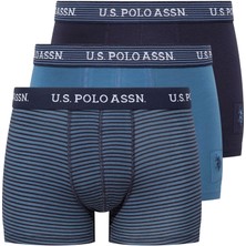 U.S. Polo Assn. Erkek Baskılı-Lacivert-İndigo 3'lü Boxer 80515