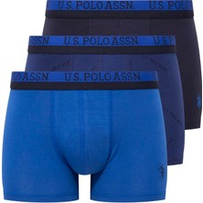 U.S. Polo Assn. Erkek Baskılı-Lacivert-Saks 3'lü Boxer 80522