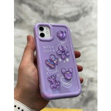 SPHONE iPhone 12 Kılıf 3D Kabartma Emoji Figür Ayıcık Çiçek Kurdele Happy Good Luck Funny Heart Toys