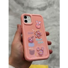 SPHONE iPhone 12 Kılıf 3D Kabartma Emoji Figür Ayıcık Çiçek Kurdele Happy Good Luck Funny Heart Toys